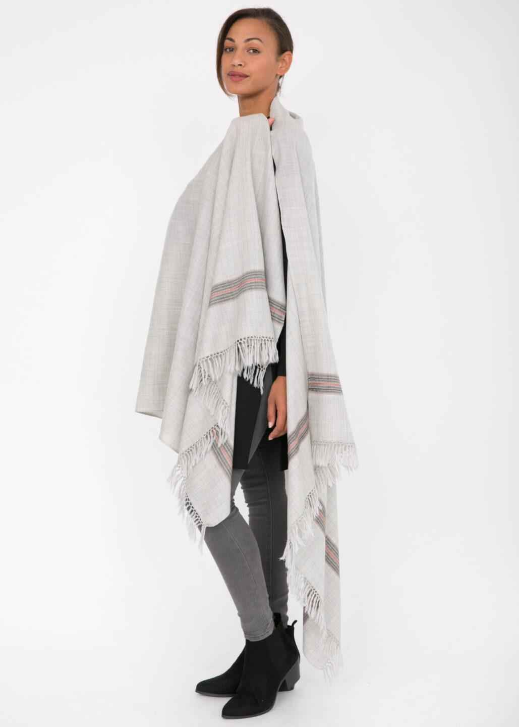 Mansi Merino Handwoven Shawl & Oversize Scarf Stone Grey