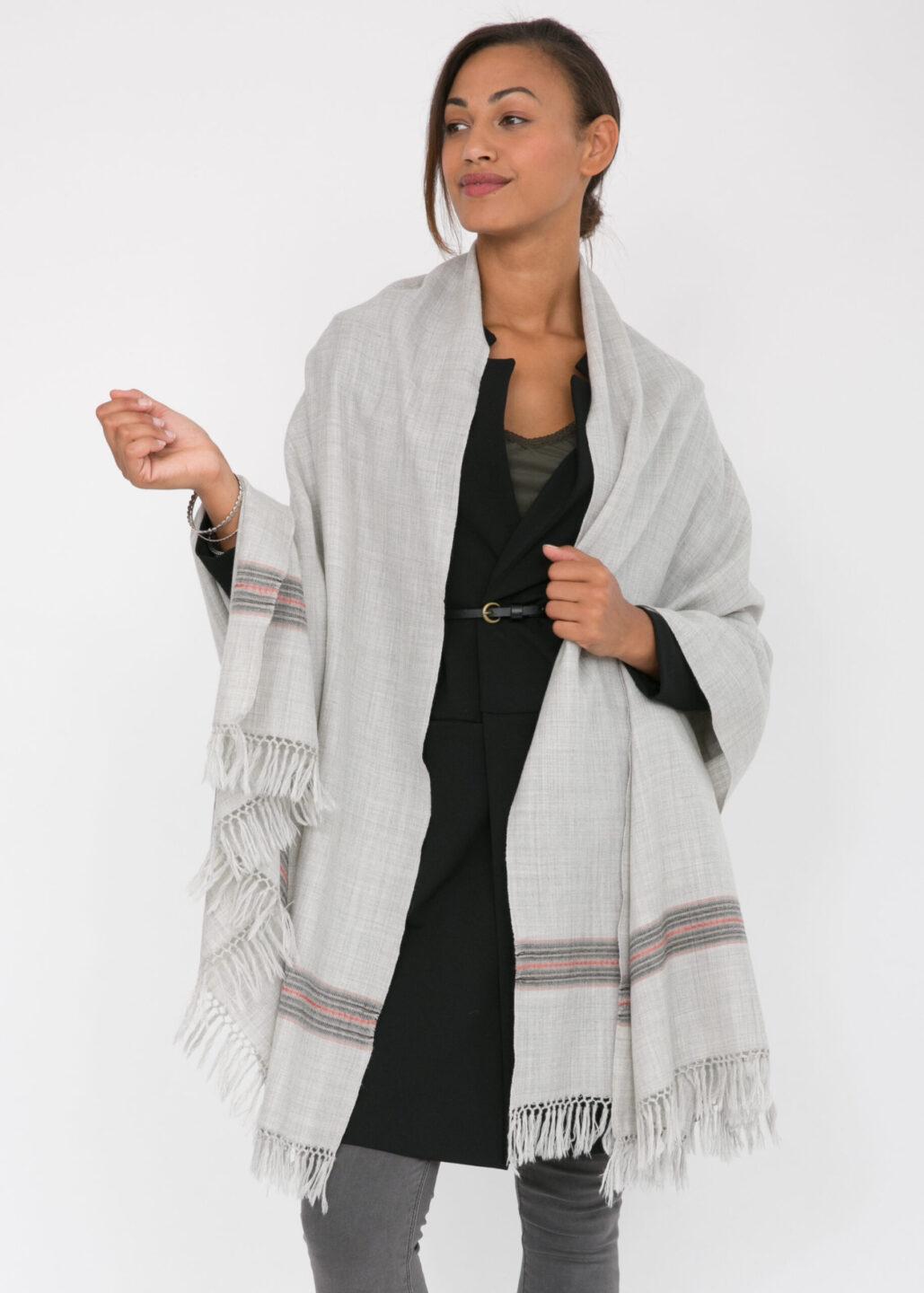 Mansi Merino Handwoven Shawl & Oversize Scarf Stone Grey