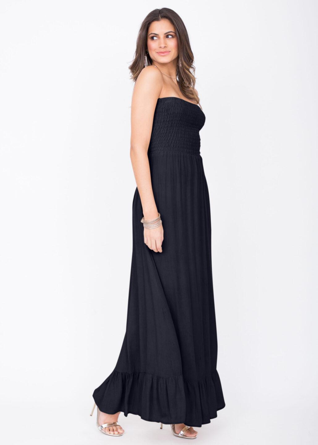 Maxi Dress Bandeau Tie Back Navy Blue