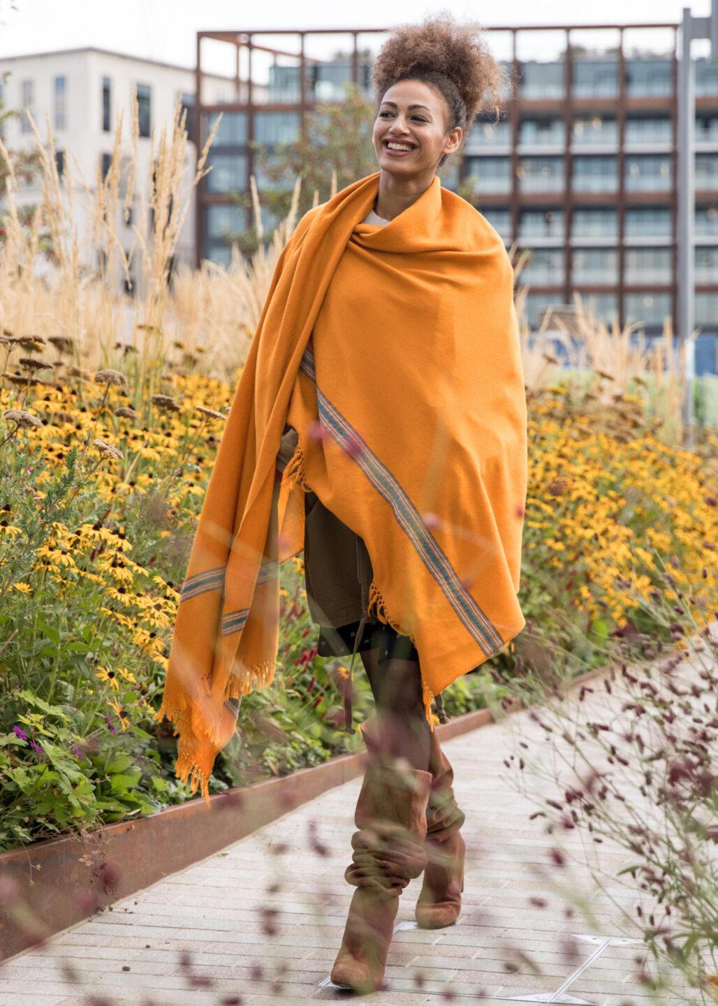 Merino Handwoven Shawl & Oversize Scarf Mansi Mustard Yellow