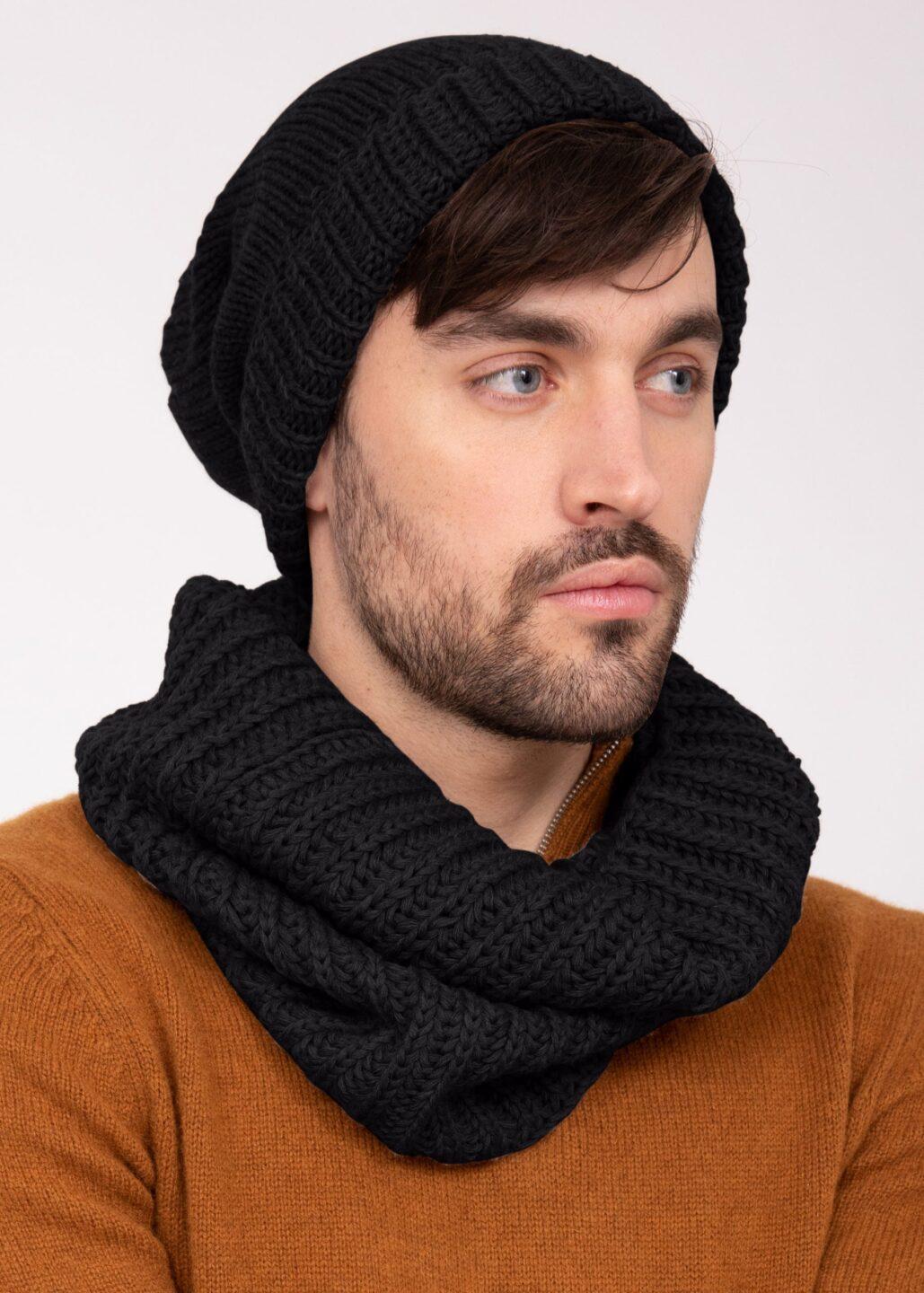 Merino Slouchy Knit Beanie Black