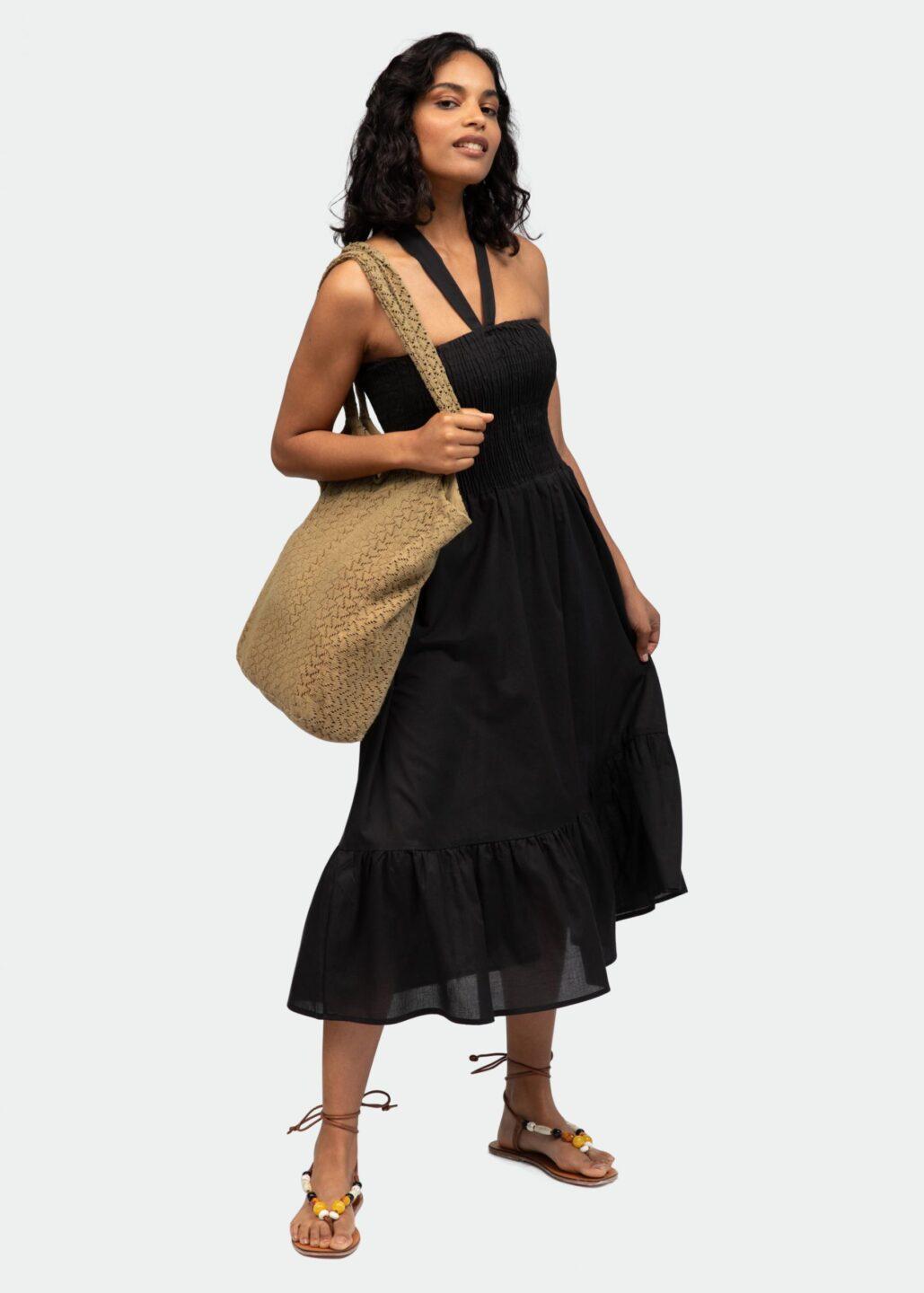 Midi Dress & Maxi Skirt Convertible 2 in 1 in Black