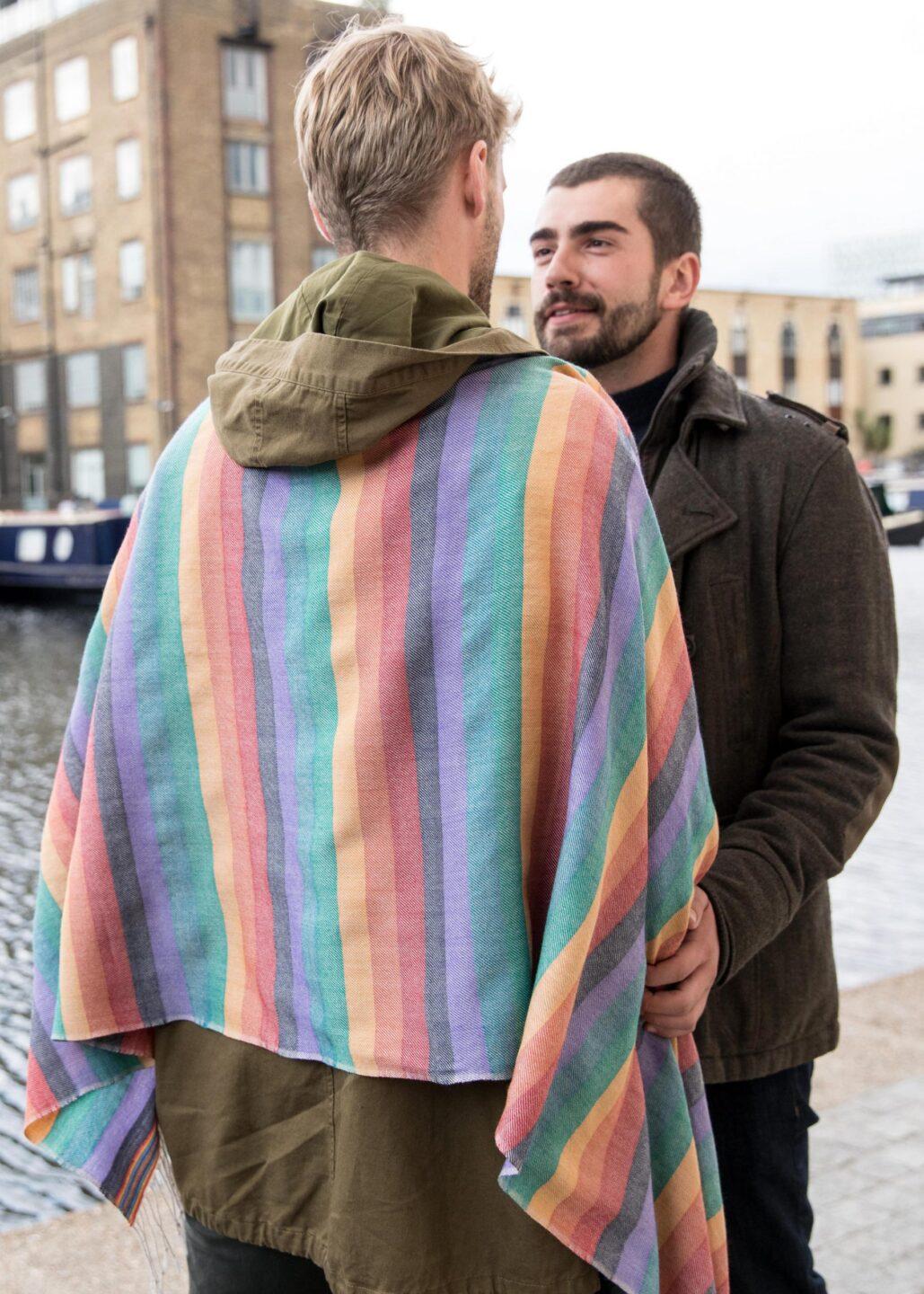 Rainbow Handwoven Merino Tassel Scarf Mens