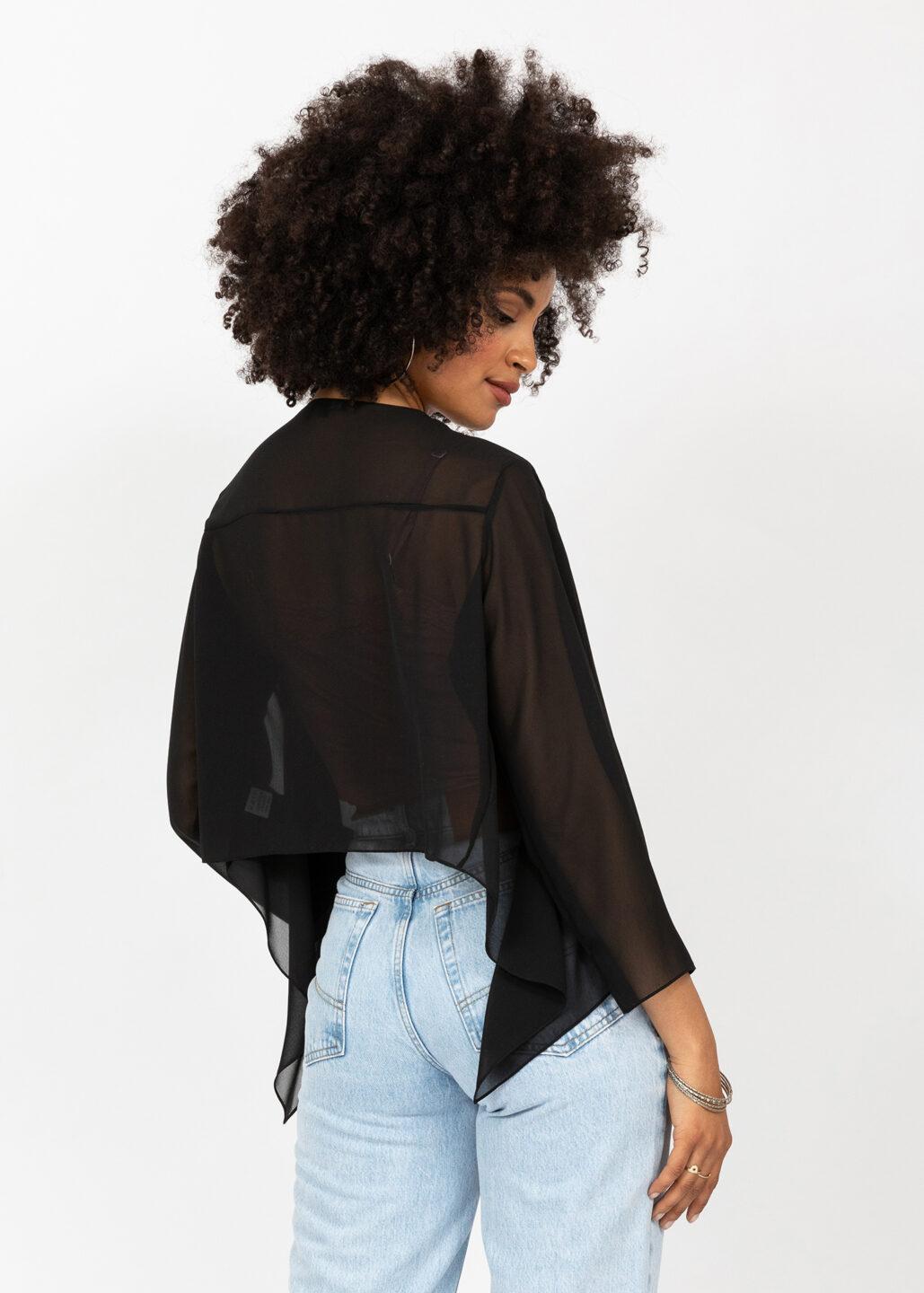 Sheer Chiffon Shrug Bolero Black