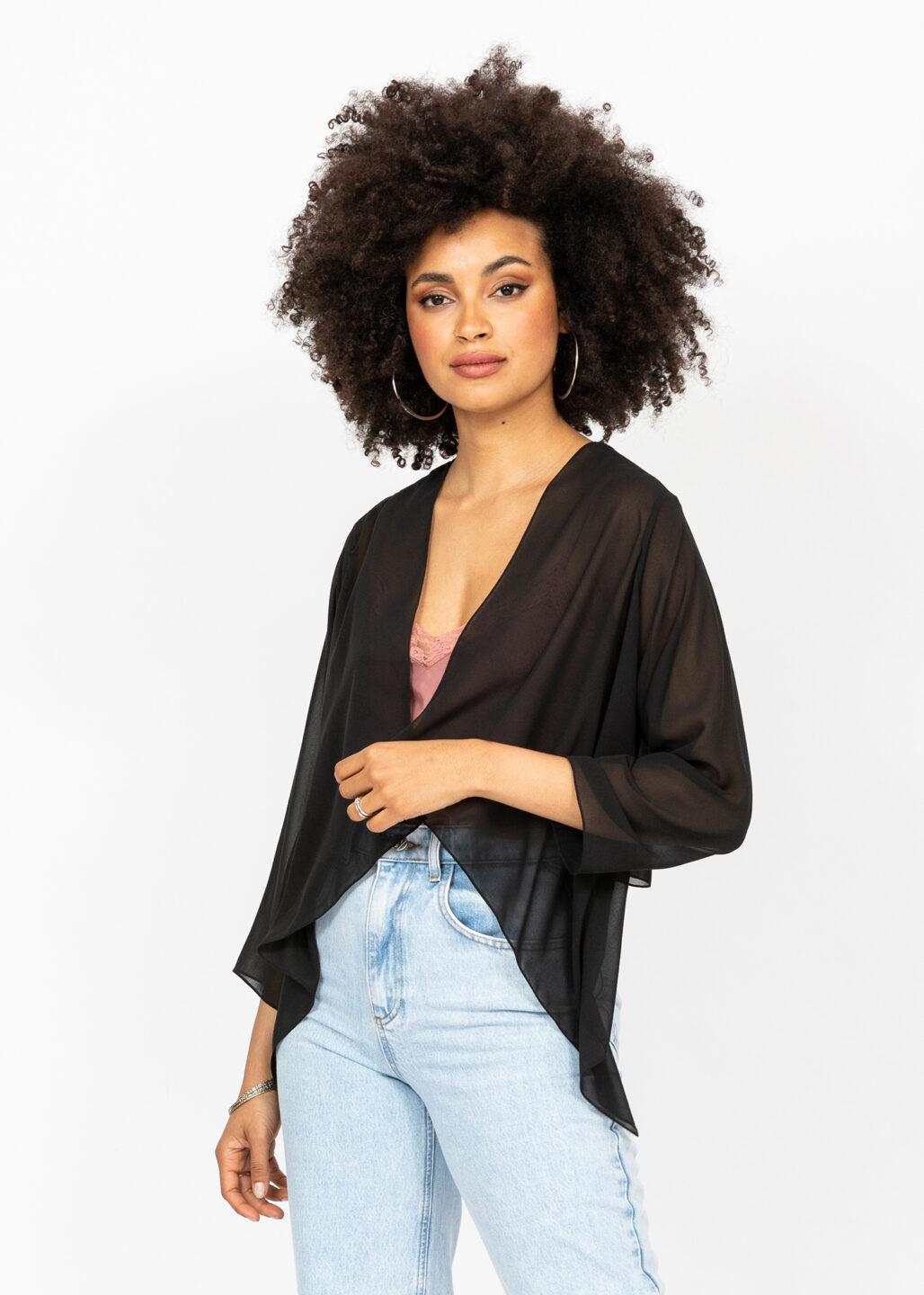 Sheer Chiffon Shrug Bolero Black