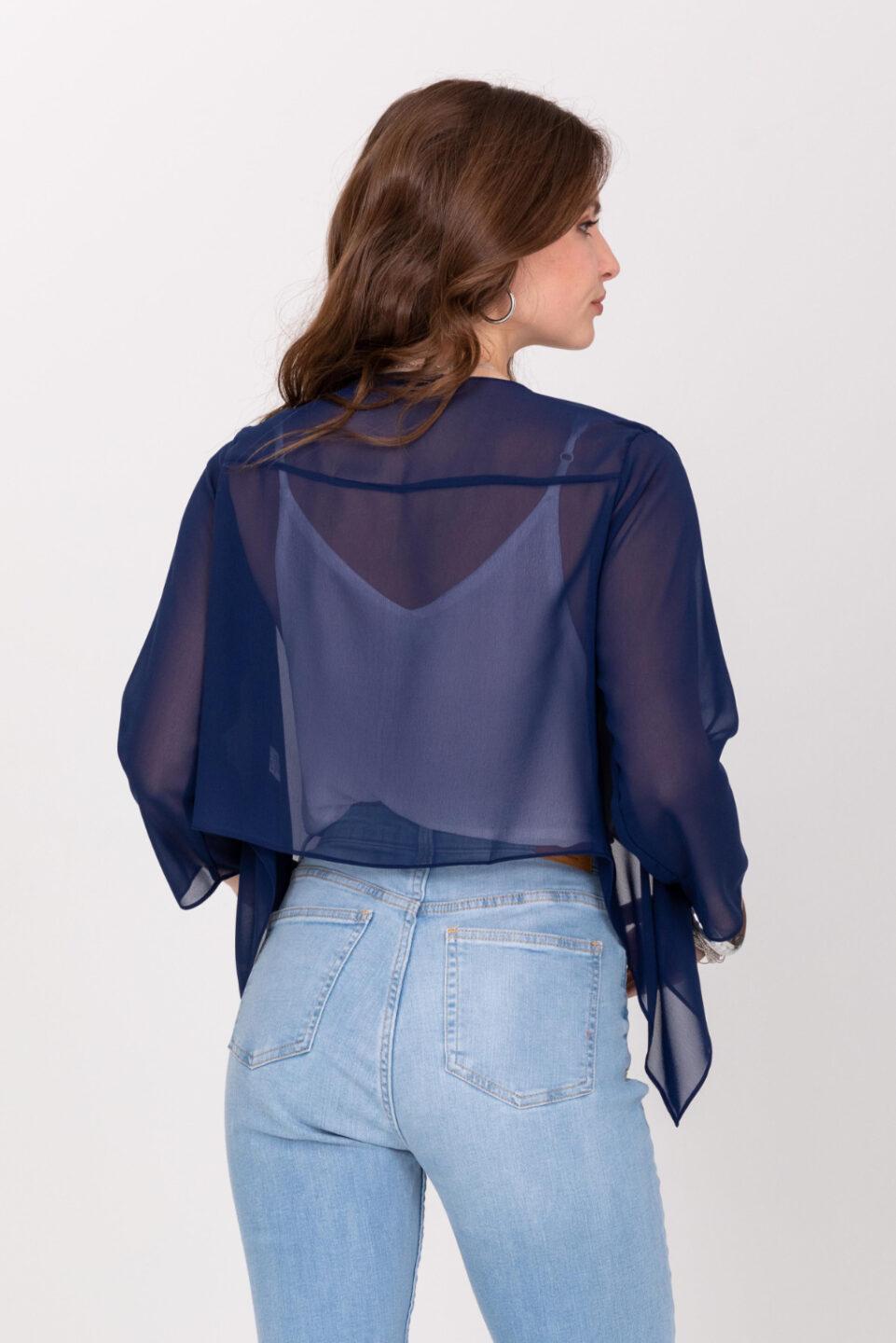 Sheer Chiffon Shrug Bolero Blueberry