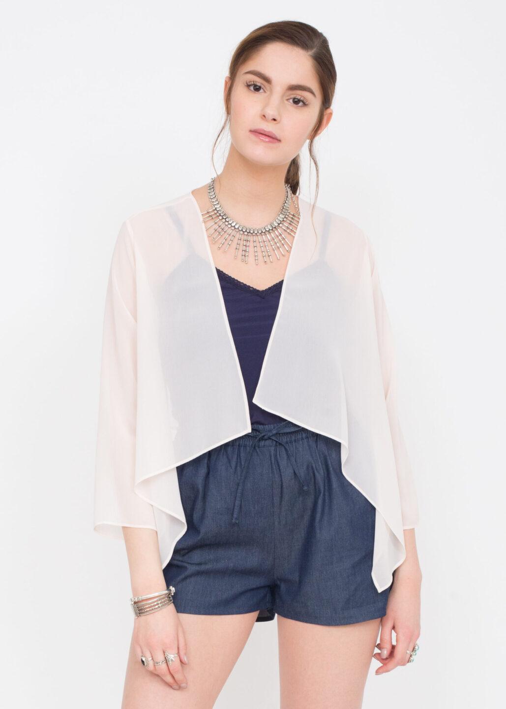 Sheer Chiffon Shrug Bolero Blush Pink