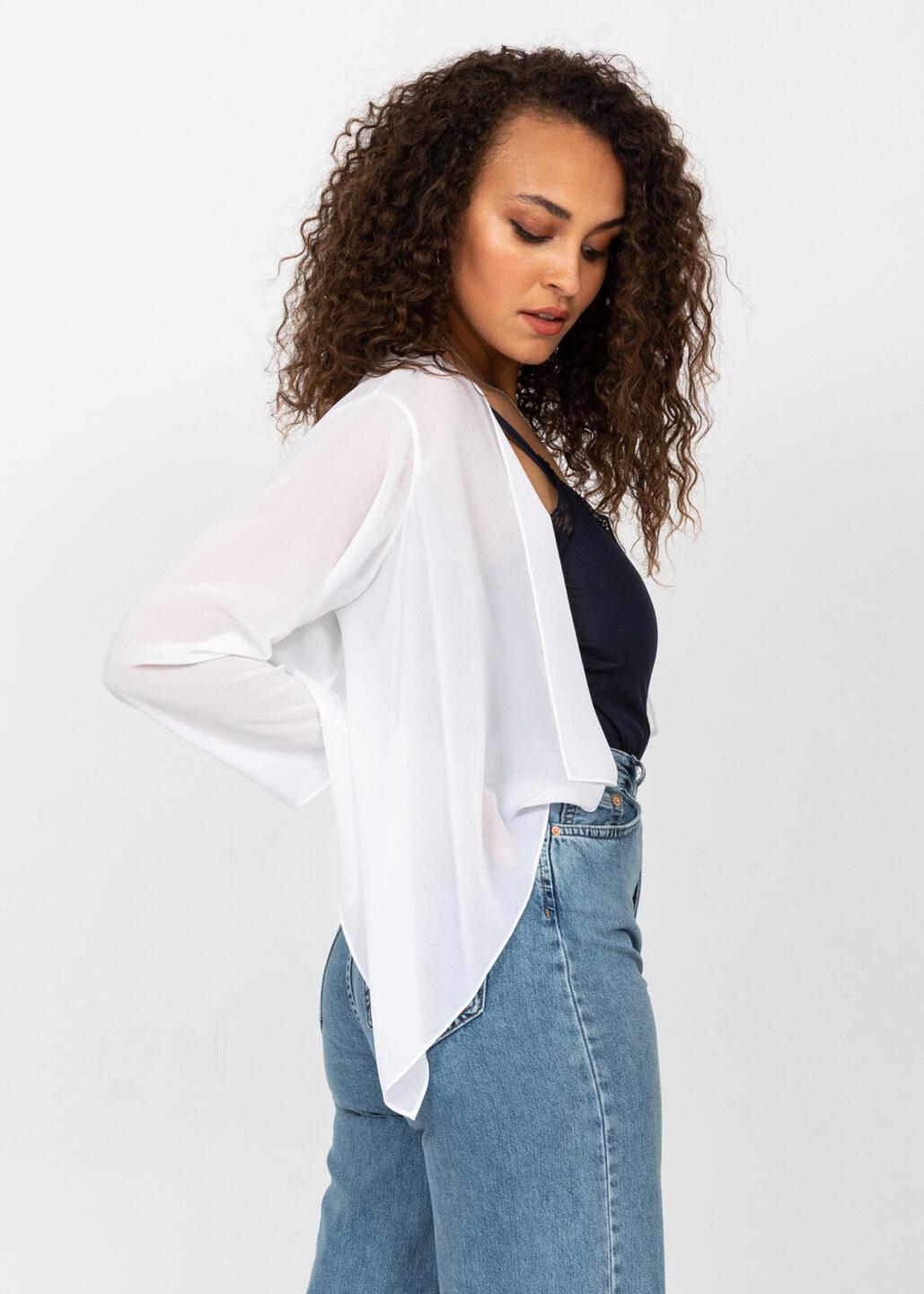 Sheer Chiffon Shrug Bolero White