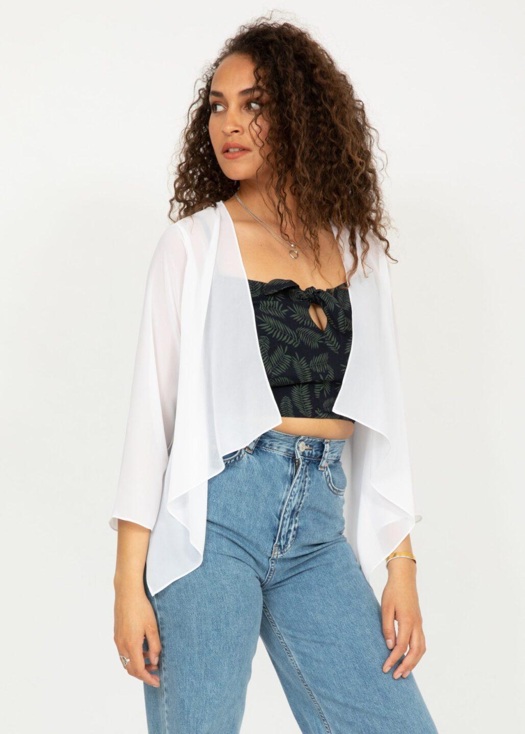 Sheer Chiffon Shrug Bolero White