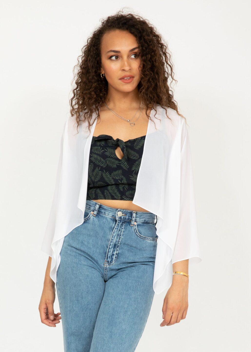 Sheer Chiffon Shrug Bolero White