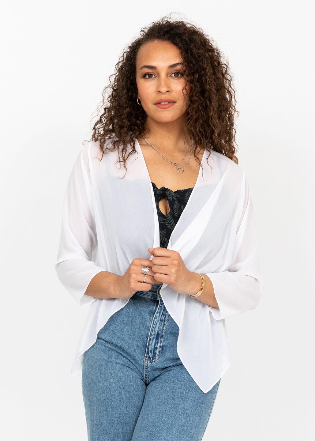 Sheer Chiffon Shrug Bolero White