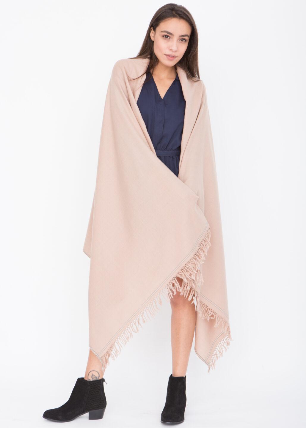 Shoreditch Merino Handwoven Pashmina Shawl and Blanket Scarf Pink Champagne