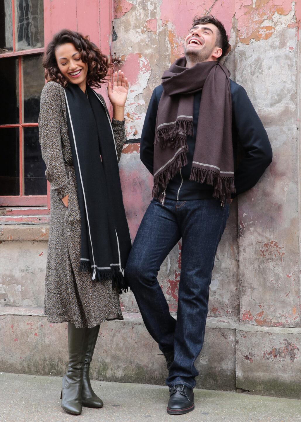 Shoreditch Merino Wool Shawl &amp; Oversize Scarf Black 200 X 100cm