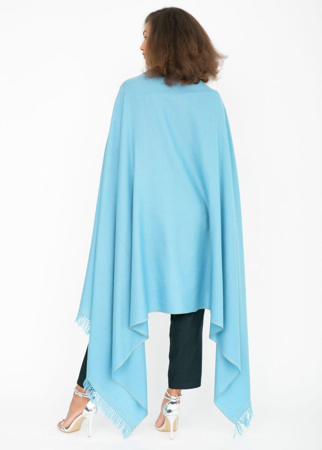 Shoreditch Merino Wool Shawl & Oversize Scarf Crystal Blue 100 x 200cm