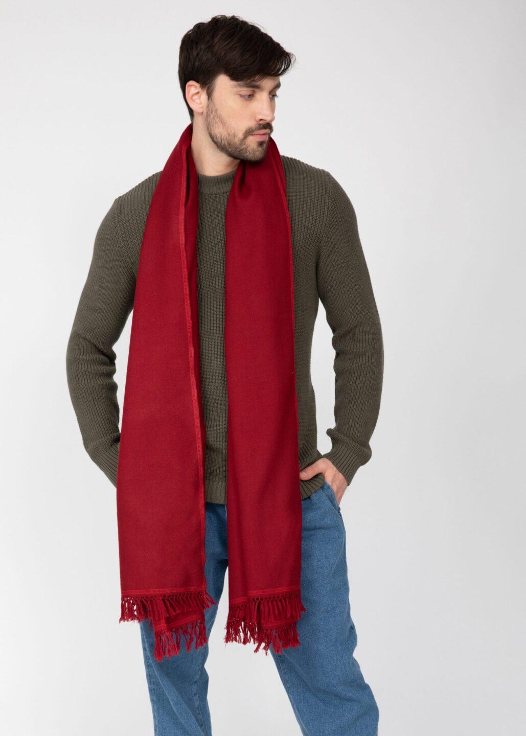 Shoreditch Merino Wool Shawl & Oversize Scarf Red 100 x 200cm