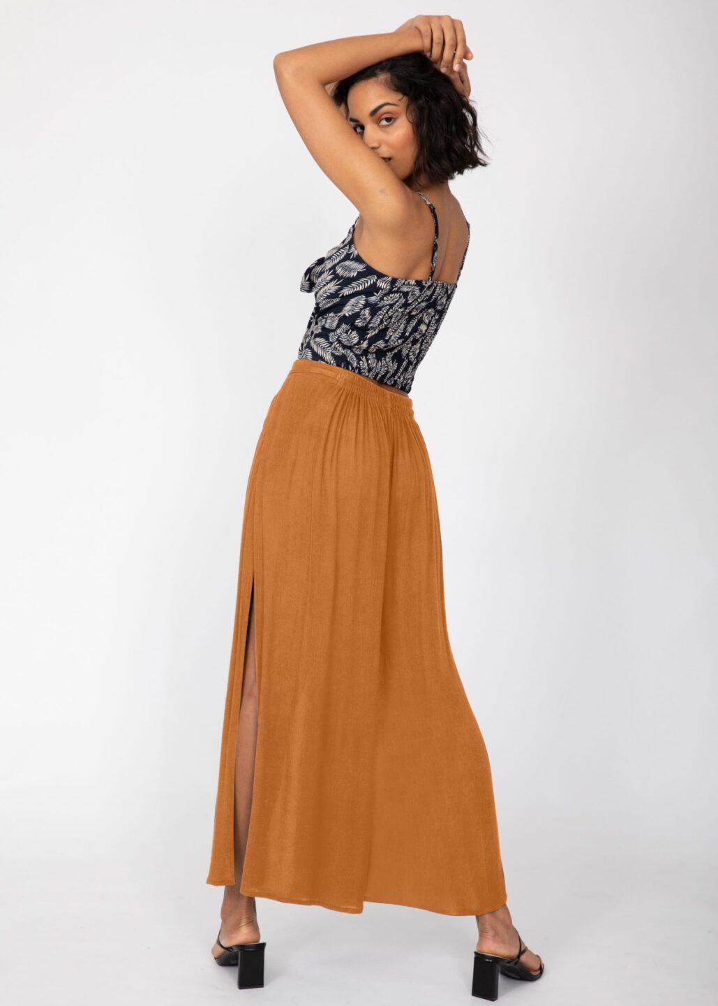 Side Split Wide Leg Relaxed Trousers in Leopard Print