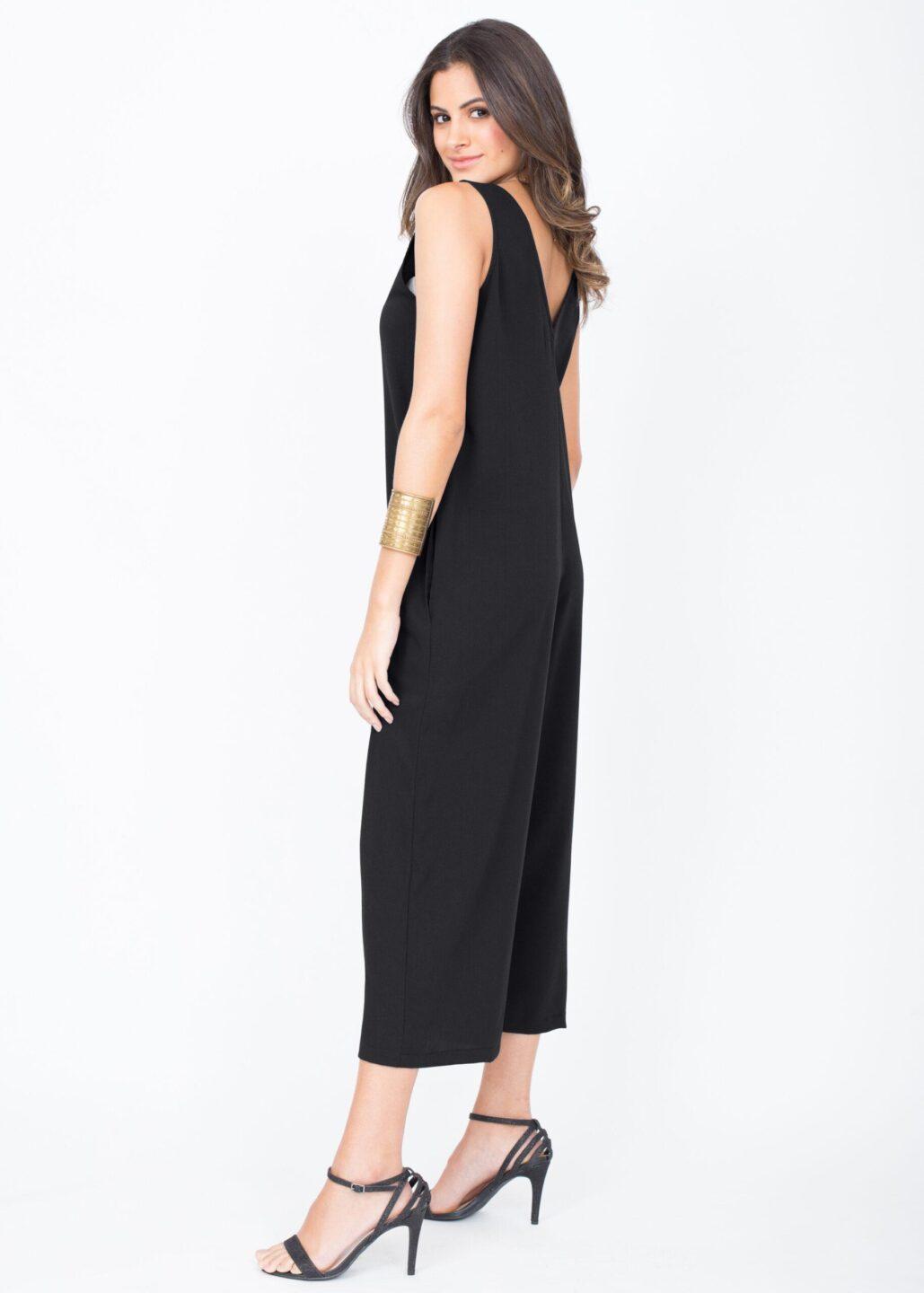 Sleeveless Jumpsuit Cropped Relaxed Romper Black