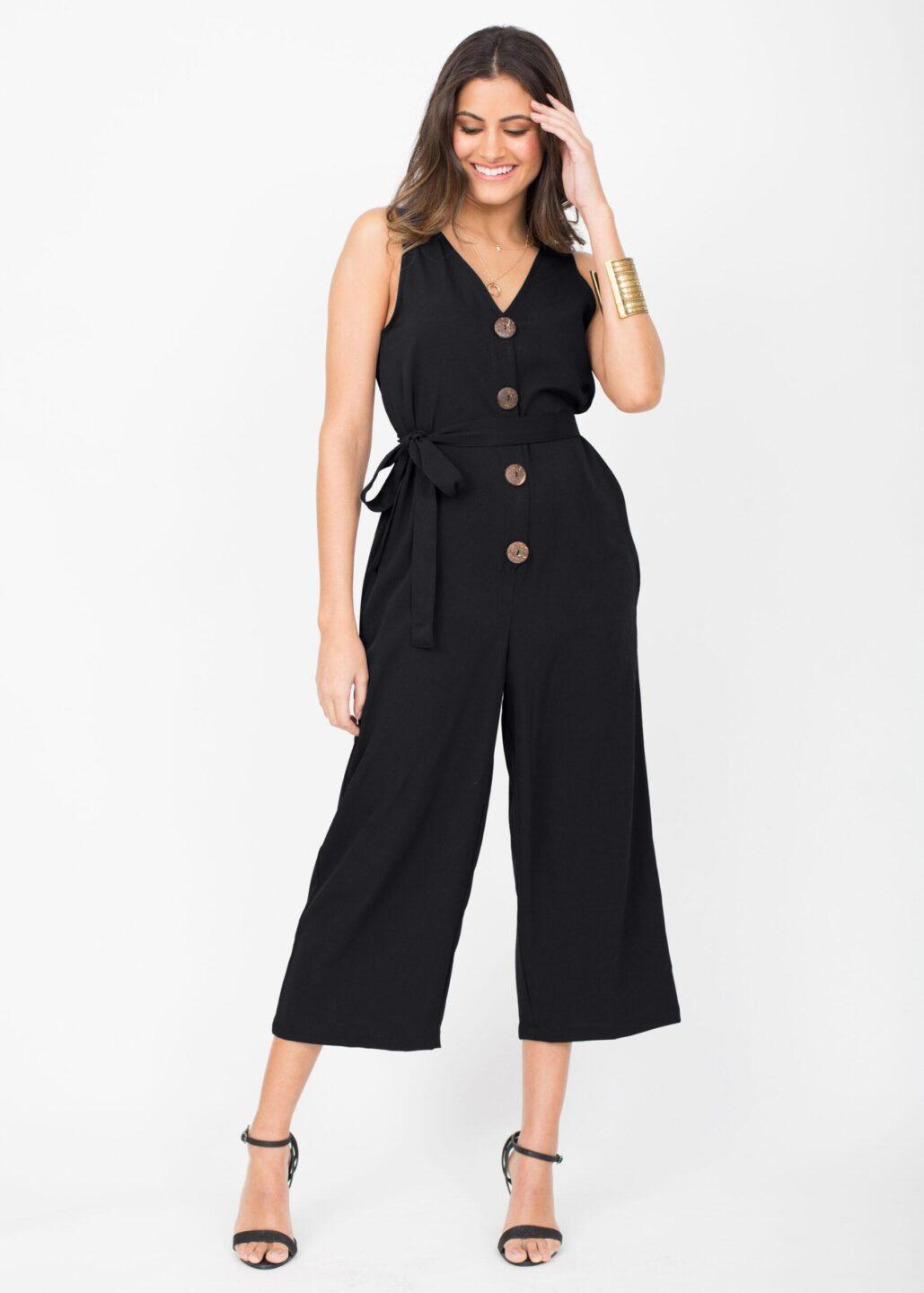 Sleeveless Jumpsuit Cropped Relaxed Romper Black