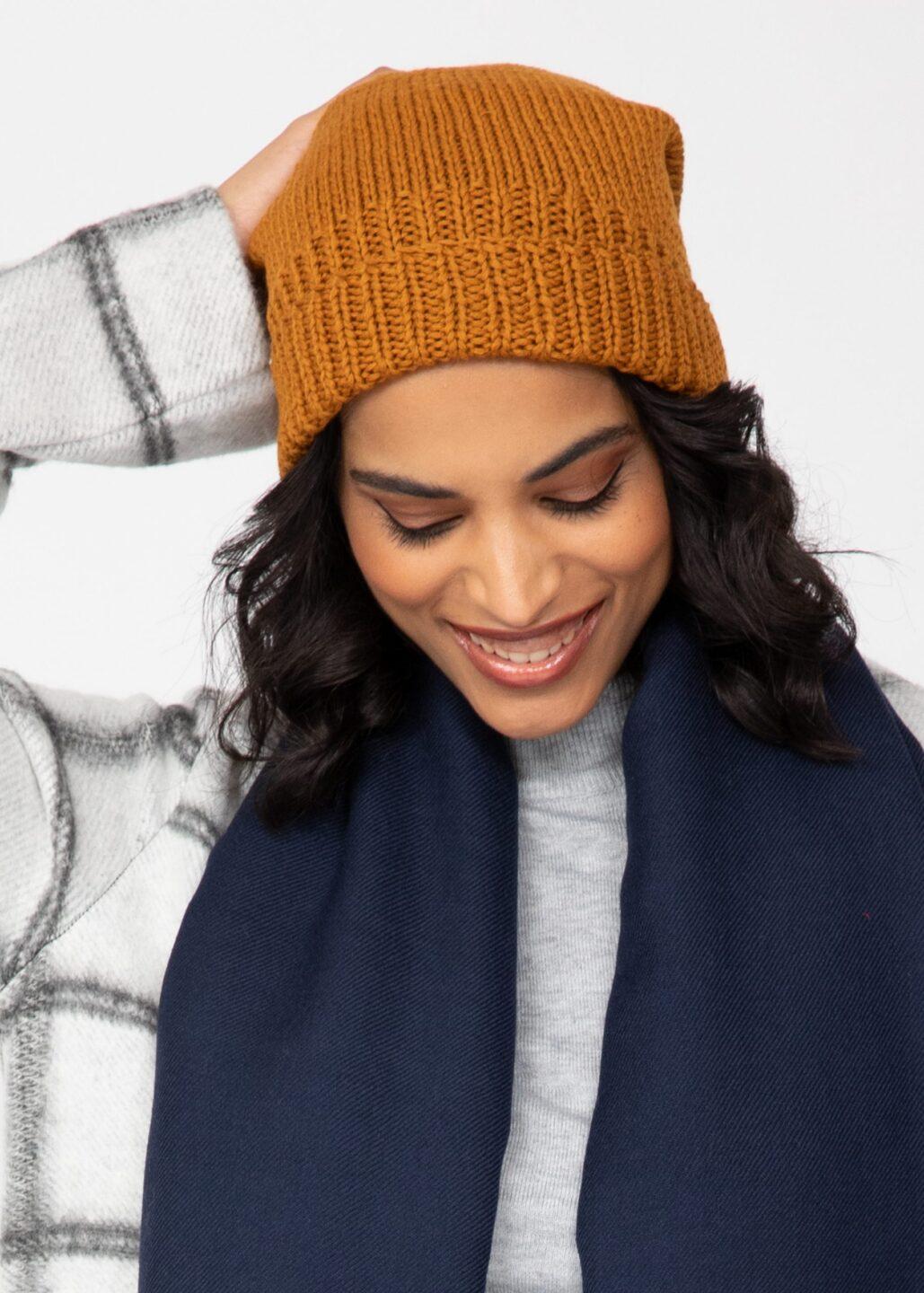 Slouch Beanie Hat Merino Wool Mustard Yellow