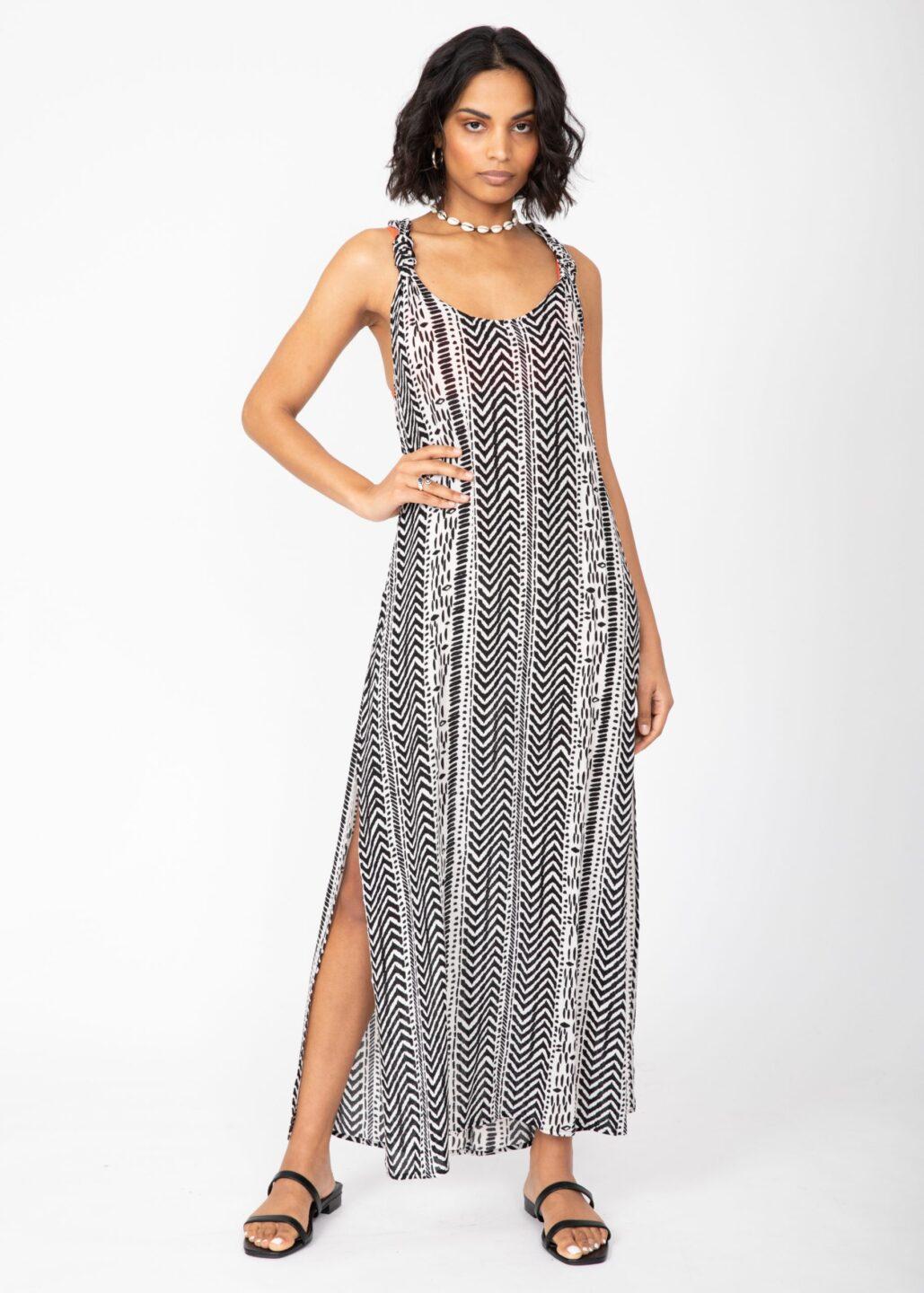 T-Back Maxi Vest Dress Geo Print