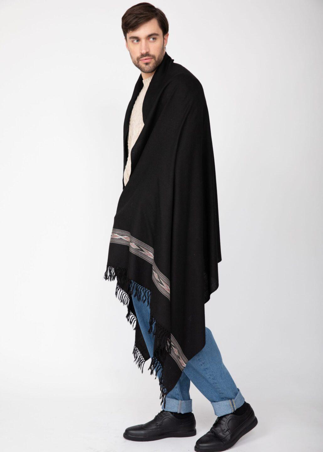 Takhi Merino Handwoven Oversize Scarf Black 100 X 200cm