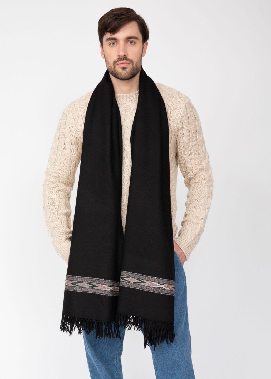 Takhi Merino Handwoven Oversize Scarf Black 100 X 200cm