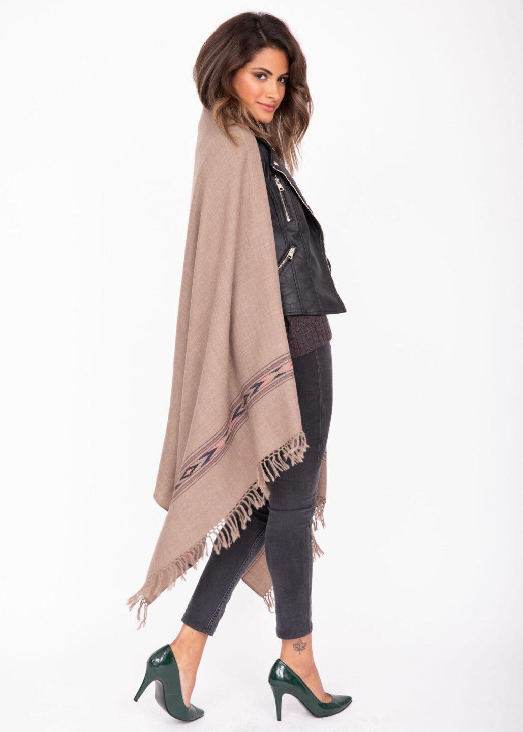 Takhi Merino Handwoven Shawl and Oversize Scarf Brown 100 X 200cm