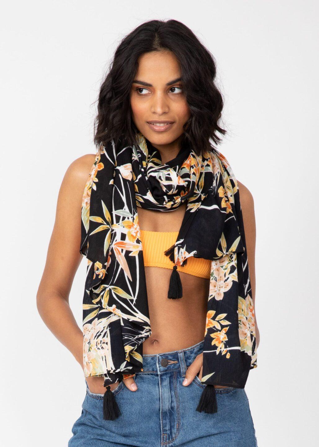 Floral Print Convertible Kimono Scarf