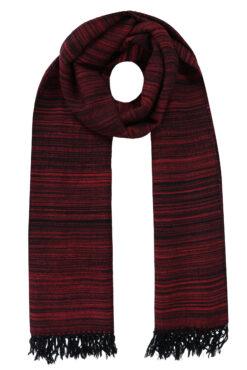 Merino Wool Handspun Stripey Oversize Scarf Red 75 X 200cm