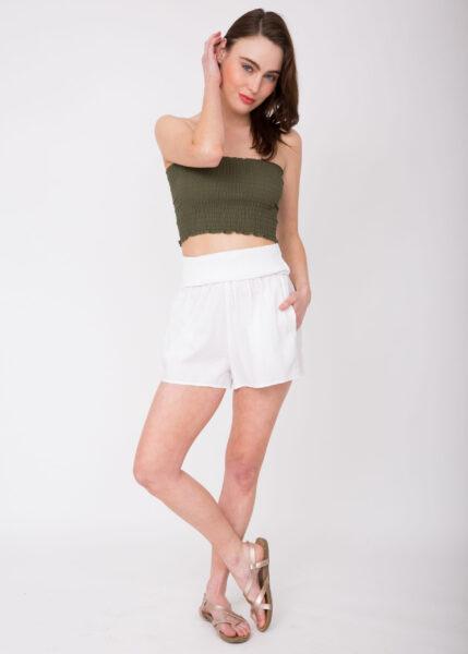 2 in 1 Bandeau Playsuit and Shorts White
