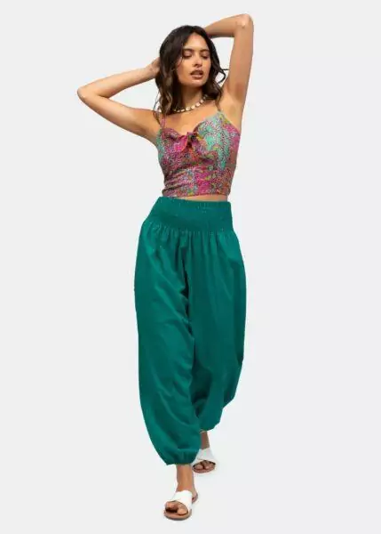 2 in 1 Cotton Harem Trouser or Bandeau Jumpsuit Emerald