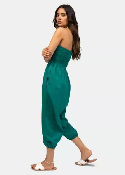 2 in 1 Cotton Harem Trouser or Bandeau Jumpsuit Emerald