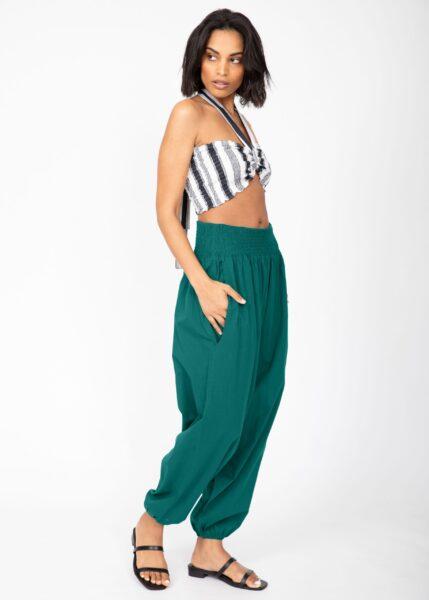 2 in 1 Cotton Harem Trouser or Bandeau Jumpsuit Emerald