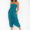 2 in 1 Harem Trousers and Bandeau Jumpsuit Roses Print