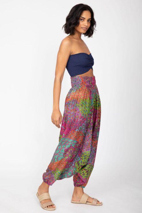 2 in 1 Harem Trousers/Bandeau Jumpsuit in Blue & Pink