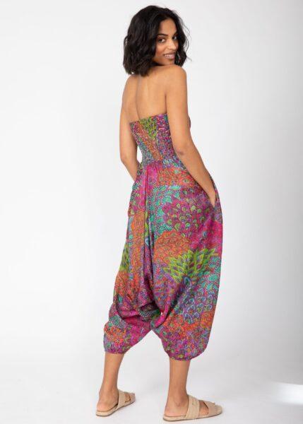 2 in 1 Harem Trousers/Bandeau Jumpsuit in Blue & Pink