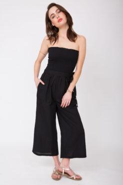 2 in 1 Wide Leg Culotte Jumpsuit and Trousers Black