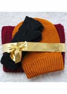 Cable Knitted Fingerless Gloves for Men 100% Merino Wool - Black