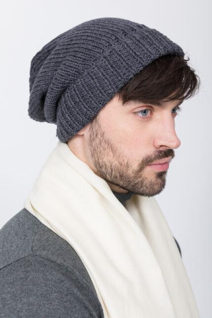 Merino Slouchy Knit Beanie Charcoal