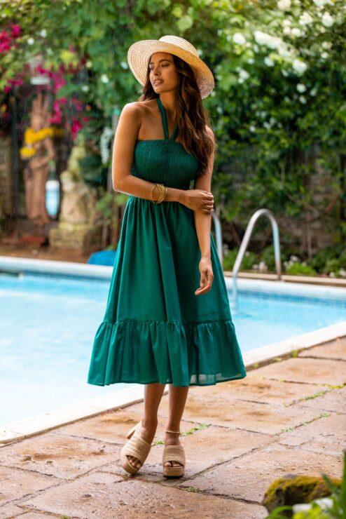 Convertible Midi Dress & Maxi Skirt 2 in 1 in Emerald Green