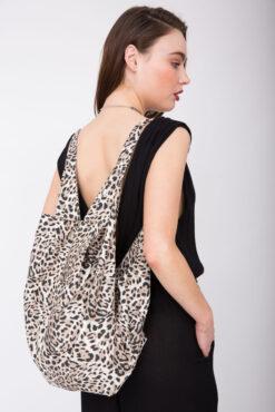 Cotton Cloth Eco 2 in 1 Shoulder Bag & Rucksack Leopard Print