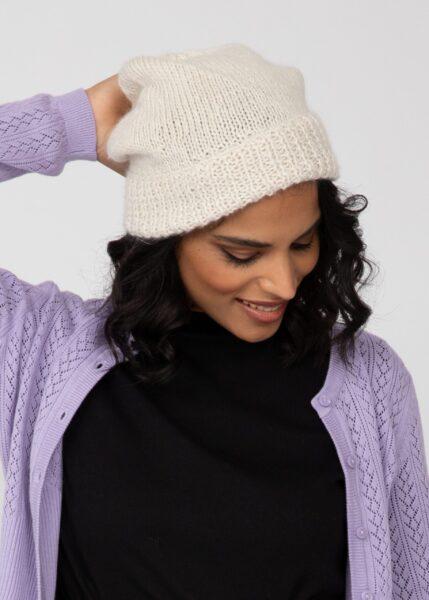 Slouch Beanie Hat Merino Wool Cream Ivory