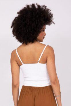 Crop Top Cami Front Tie Keyhole in White