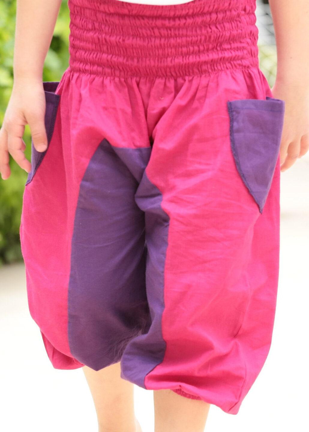 Colourblock Cotton Pantaloon Pants Fuchsia – likemary