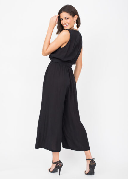 Culotte Jumpsuit Button Front Black – likemary