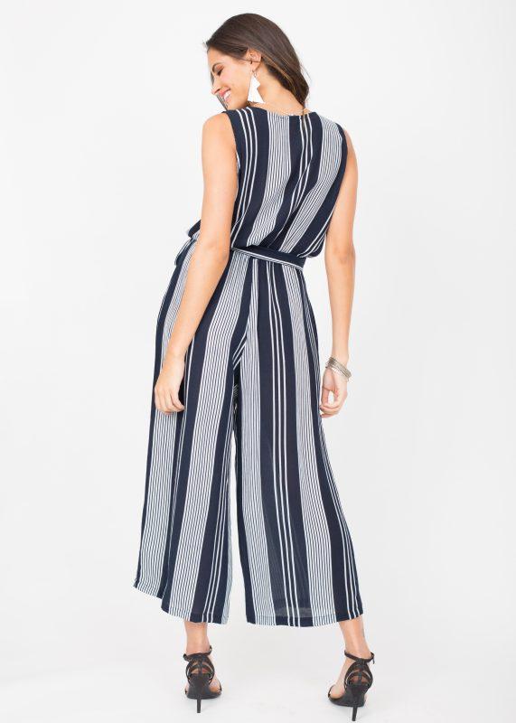 Culotte Jumpsuit Stripes Button Front – likemary