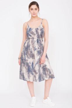 Floaty Feather Print Strappy Dress
