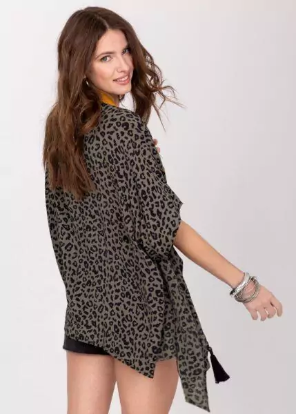 Floaty Kimono Cover Up in Green Leopard Print