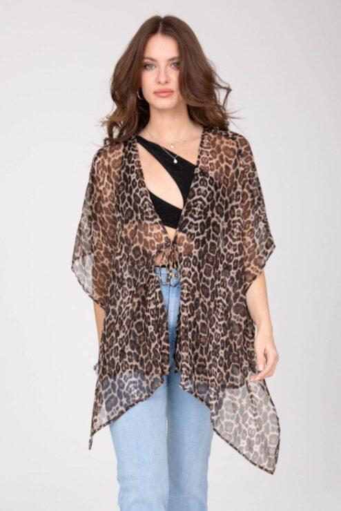 Floaty Sheer Kimono Cover Up in Sexy Leopard Print