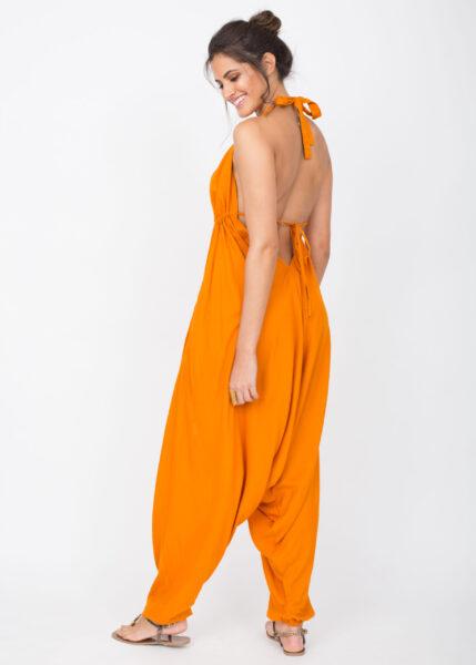 Halter Harem Jumpsuit Orange